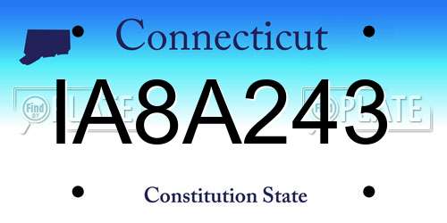 IA8A243 Connecticut License Plate
