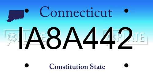 IA8A442 Connecticut License Plate