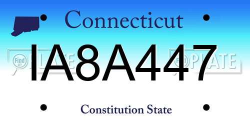 IA8A447 Connecticut License Plate