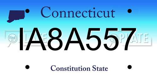 IA8A557 Connecticut License Plate