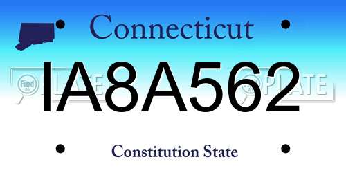 IA8A562 Connecticut License Plate