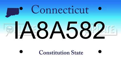 IA8A582 Connecticut License Plate