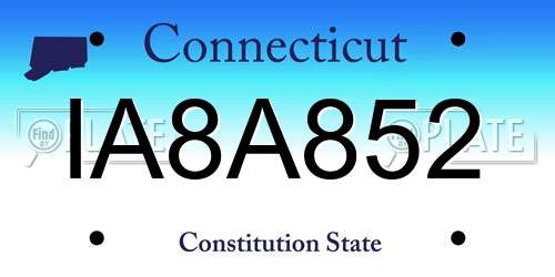 IA8A852 Connecticut License Plate