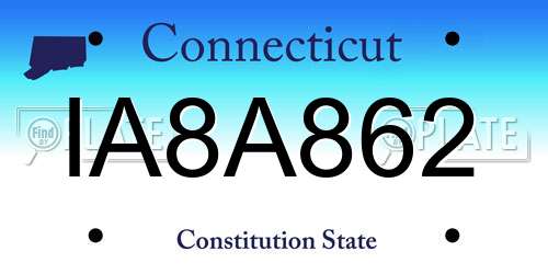 IA8A862 Connecticut License Plate
