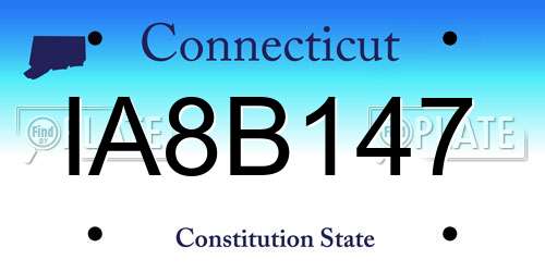 IA8B147 Connecticut License Plate