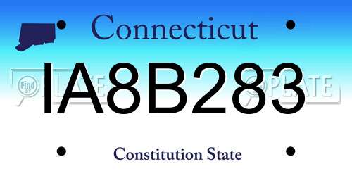 IA8B283 Connecticut License Plate