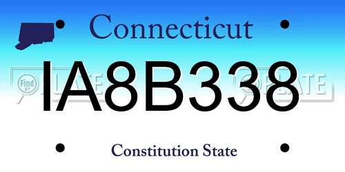 IA8B338 Connecticut License Plate
