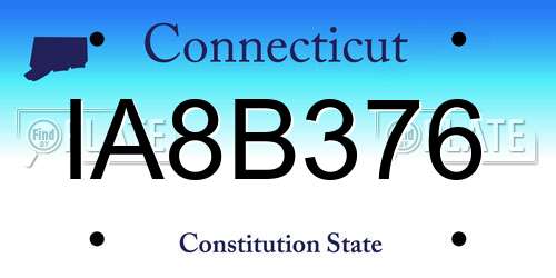 IA8B376 Connecticut License Plate