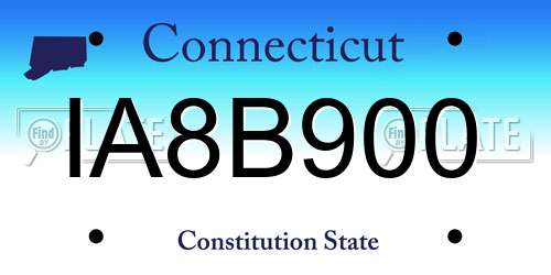 IA8B900 Connecticut License Plate