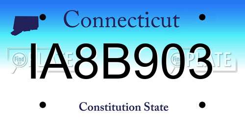 IA8B903 Connecticut License Plate