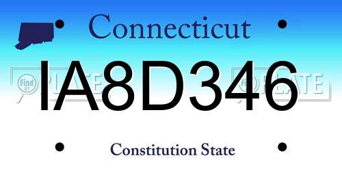 IA8D346 Connecticut License Plate
