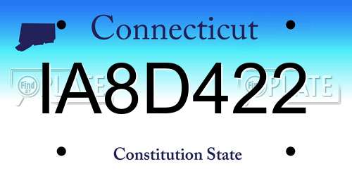 IA8D422 Connecticut License Plate