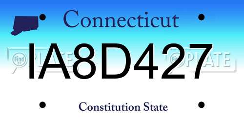 IA8D427 Connecticut License Plate