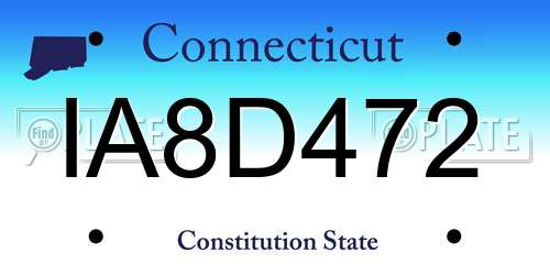 IA8D472 Connecticut License Plate