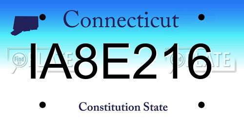 IA8E216 Connecticut License Plate