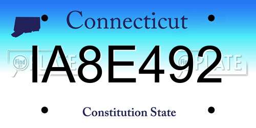 IA8E492 Connecticut License Plate