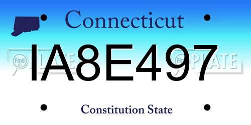 IA8E497 Connecticut License Plate
