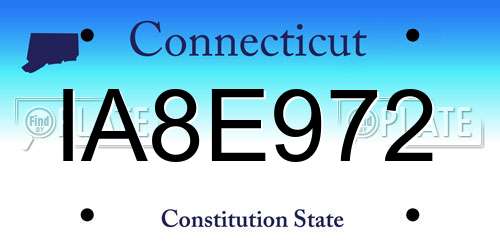 IA8E972 Connecticut License Plate
