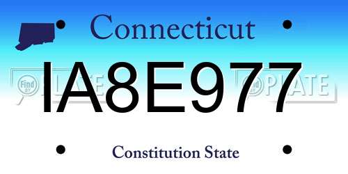IA8E977 Connecticut License Plate