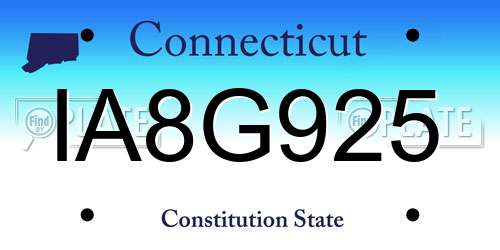 IA8G925 Connecticut License Plate