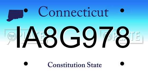 IA8G978 Connecticut License Plate
