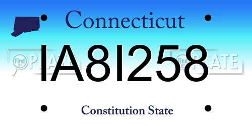 IA8I258 Connecticut License Plate