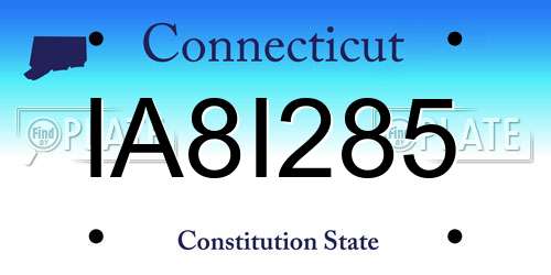 IA8I285 Connecticut License Plate