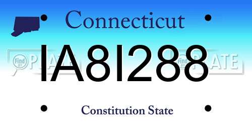 IA8I288 Connecticut License Plate