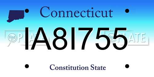 IA8I755 Connecticut License Plate