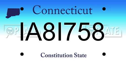 IA8I758 Connecticut License Plate