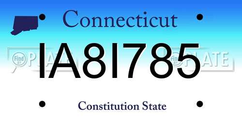 IA8I785 Connecticut License Plate
