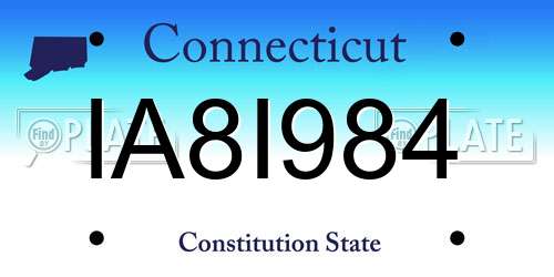 IA8I984 Connecticut License Plate