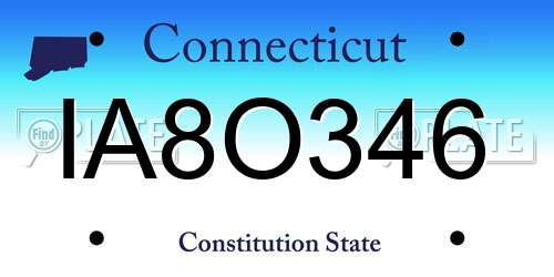 IA8O346 Connecticut License Plate