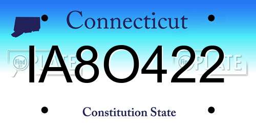 IA8O422 Connecticut License Plate