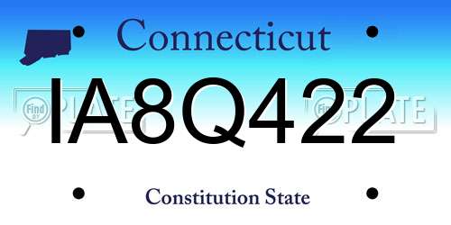 IA8Q422 Connecticut License Plate
