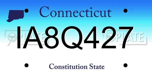 IA8Q427 Connecticut License Plate
