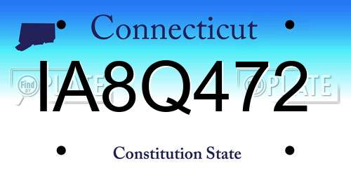 IA8Q472 Connecticut License Plate