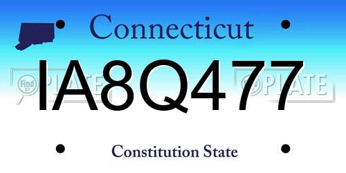 IA8Q477 Connecticut License Plate