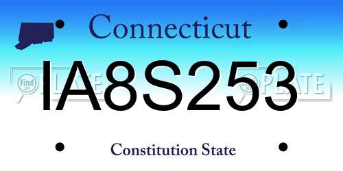 IA8S253 Connecticut License Plate