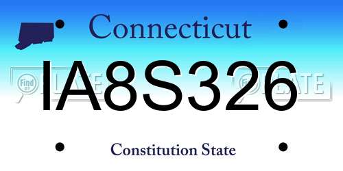 IA8S326 Connecticut License Plate