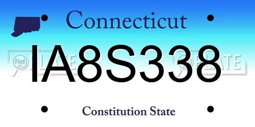 IA8S338 Connecticut License Plate
