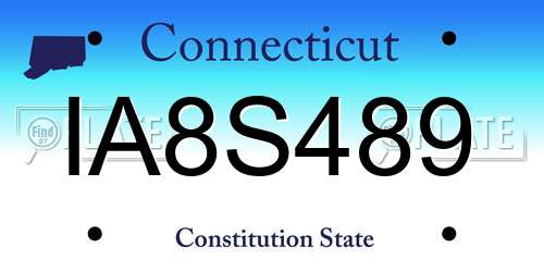 IA8S489 Connecticut License Plate