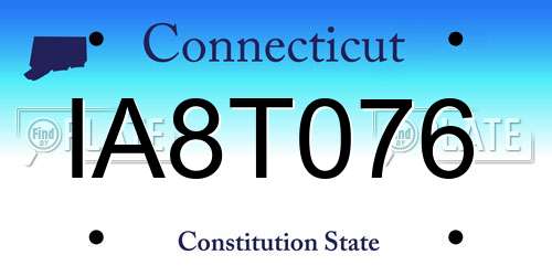 IA8T076 Connecticut License Plate