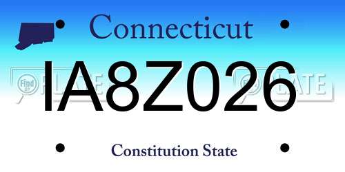 IA8Z026 Connecticut License Plate