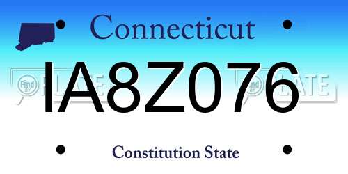 IA8Z076 Connecticut License Plate