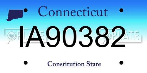 IA90382 Connecticut License Plate