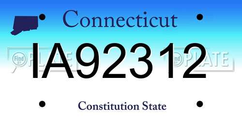 IA92312 Connecticut License Plate