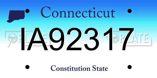 IA92317 Connecticut License Plate