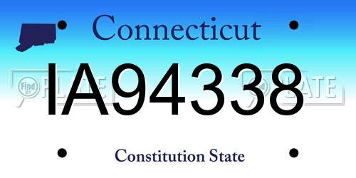 IA94338 Connecticut License Plate