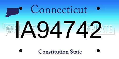 IA94742 Connecticut License Plate